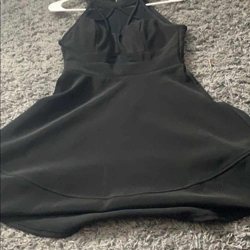 Black dress with mesh detail